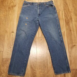 Vintage Wrangler Jeans Mens 38x32 Made In USA Denim Blue Med Wash Straight 40X34